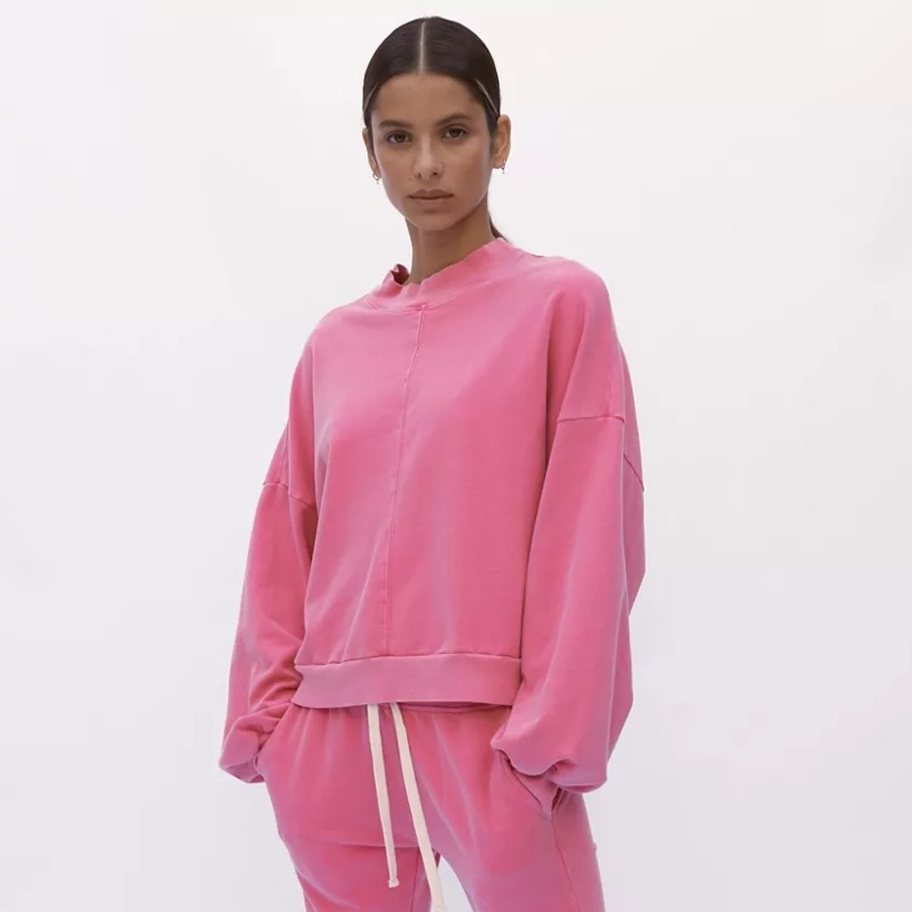 Electric & Rose Davis Seamed Sweatshirt, color hot pink, size S - Oversized